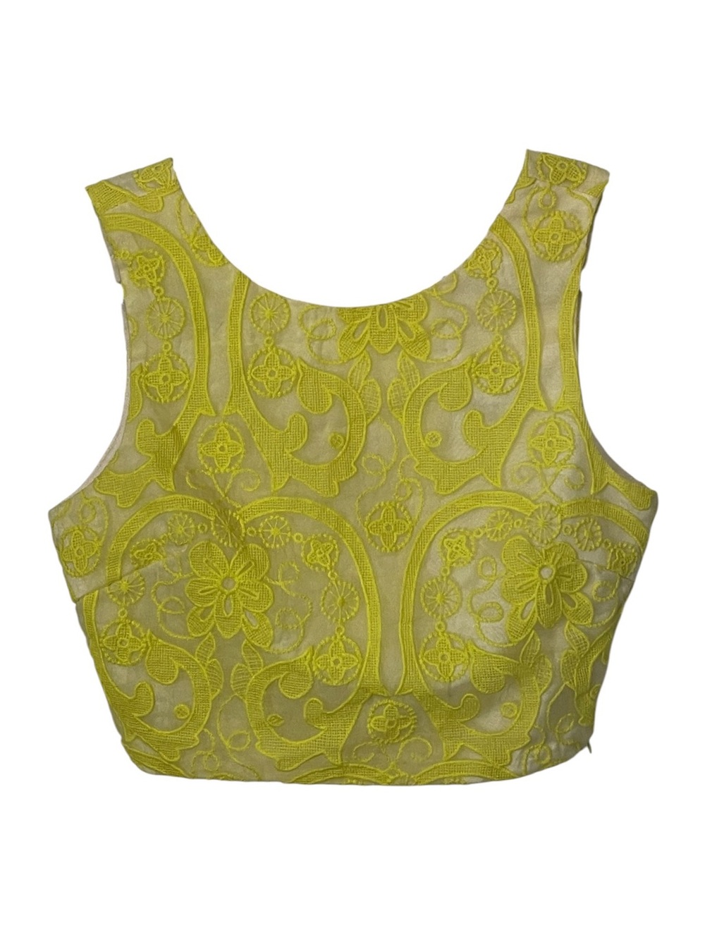 Lucy Paris Yellow Lace Embroidered Crop Top